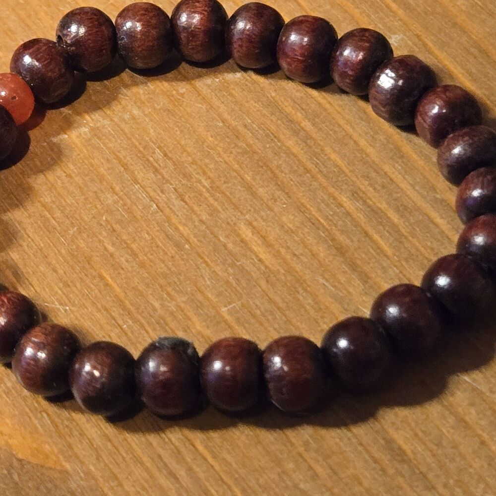 (2) 7-Chakra Volcanic Lava & Wood Prayer Bead Bracelets - Picture 5 of 5